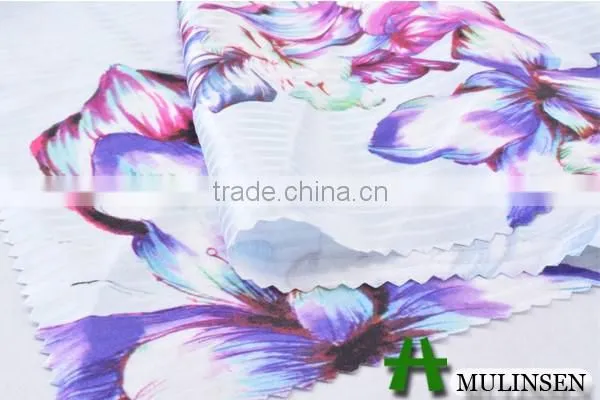 Shaoxing Mulinsen woven new design print stretch satin jacquard fabric