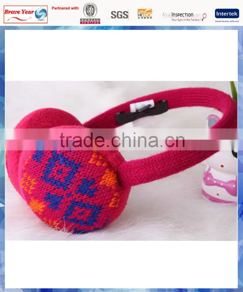 women fairisle knitted cheap earmuff with fleece lining