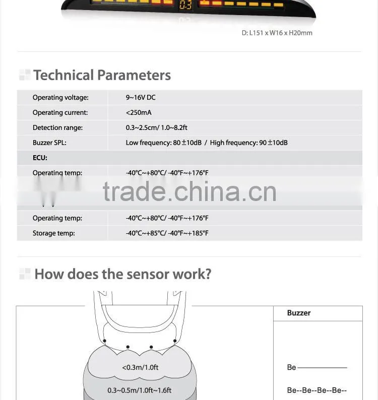 Steelmate PTS410M8 parking sensor, rear parking sensor, car parking sensor system