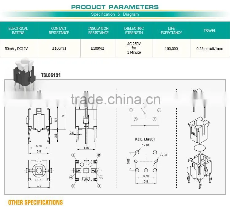 Khan good quality illuminated tact switch