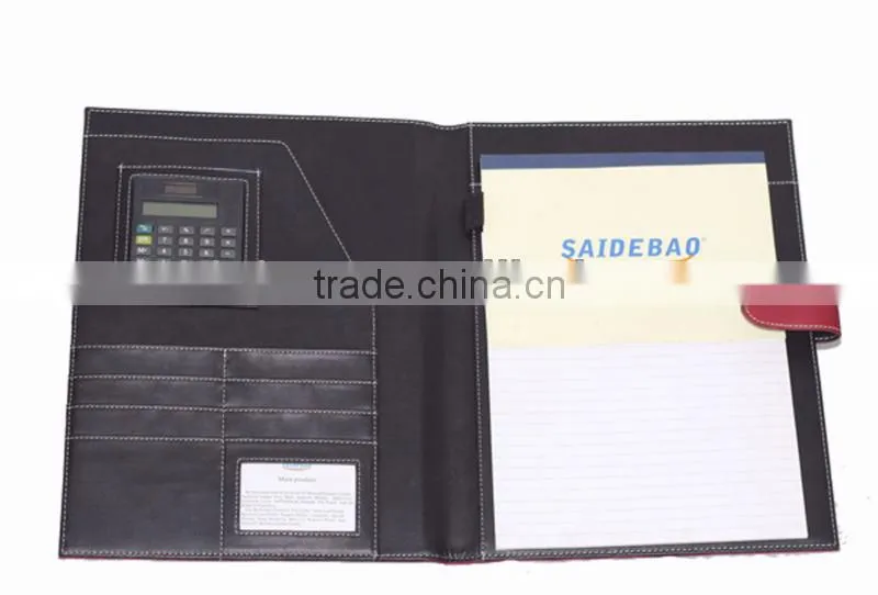 High quality mangetic business leather portfolio/folder with calculator