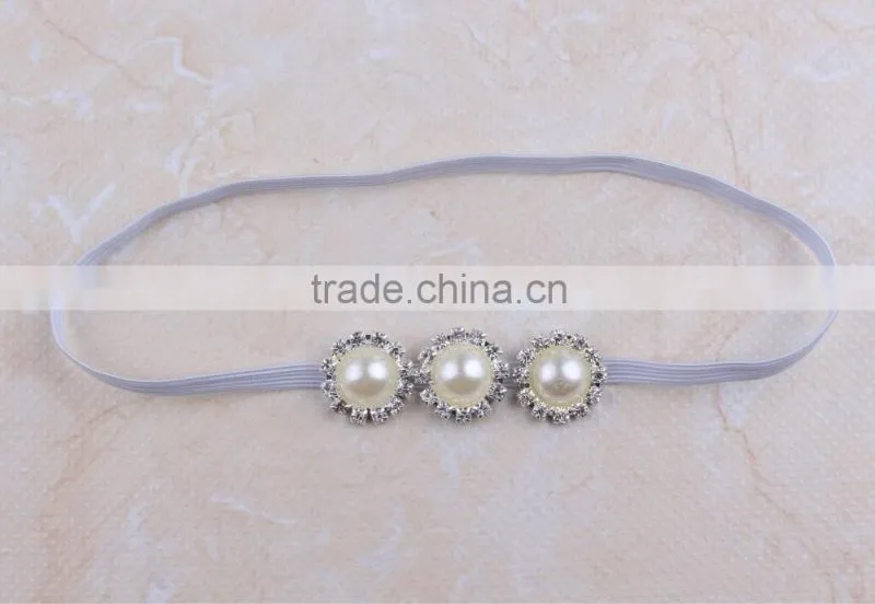 Fashion modern style women ribbon and rhinestone elastic headband, Elegant fashionable crystal stone hair band