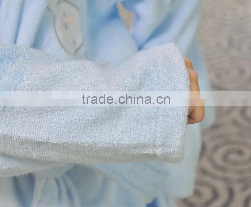Fashion bamboo fiber terry boys bathrobes with applique