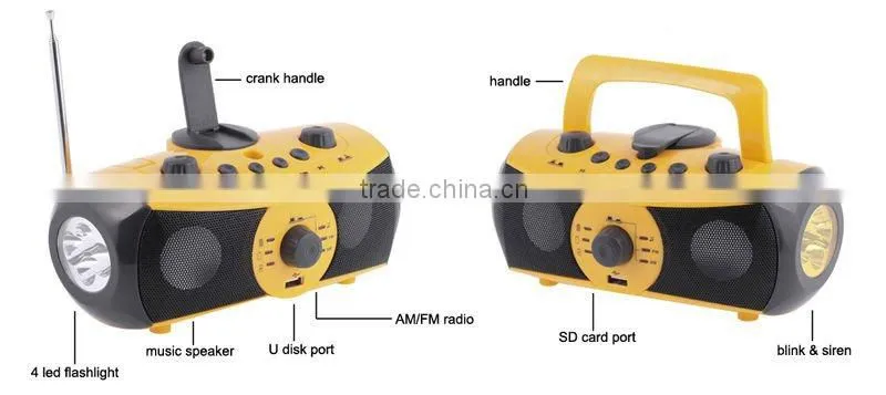 Rechargeable emergency flashlight with speaker