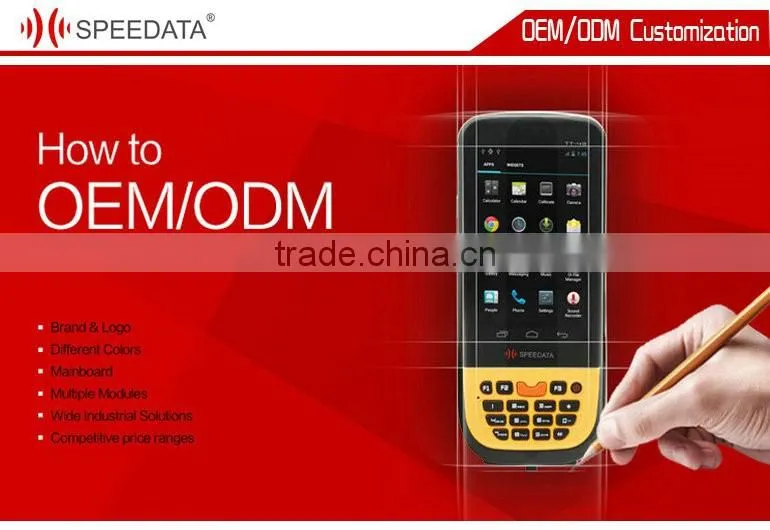 portable UHF RFID reader handheld bar code scanner writher with 4.5inch screen display