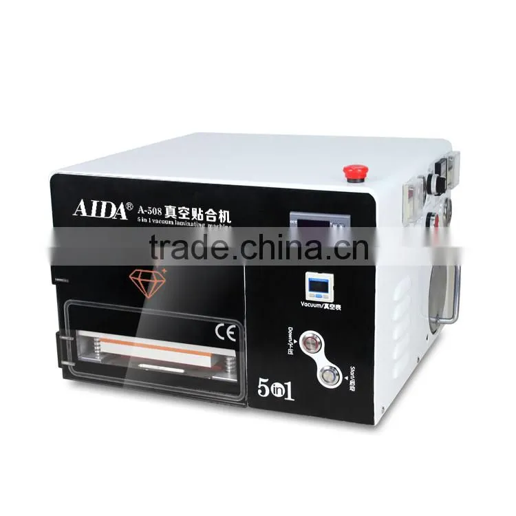 5 IN 1 OCA vacuum laminating machine AIDA A508 for 7 inch screen, build-in air bubble removing machine