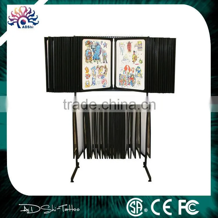 professional stainless steel tattoo flash display rack,tattoo photo display racks with free stand
