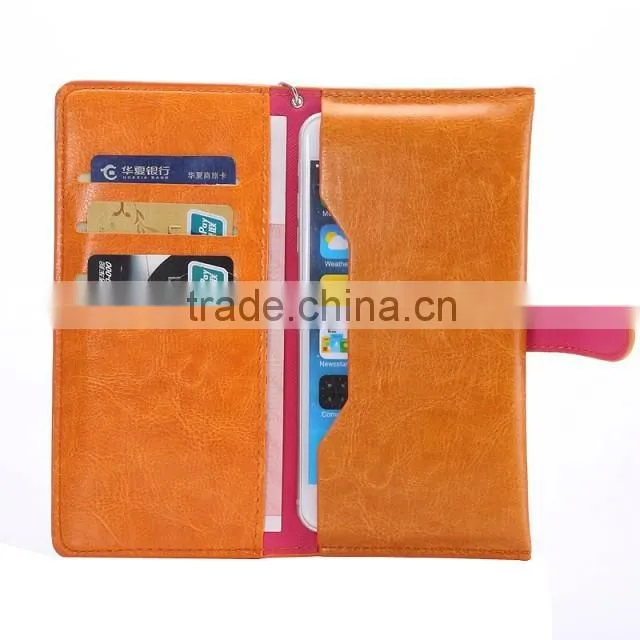 For Apple Iphone 4 5 6 plus Wallet Case Pu leather case with Card Slots and Cash Compartment Flip Cover