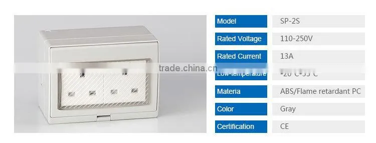 250V 13A Waterproof Switch And Outlet Waterproof Light Dimmer Switcher(SP-2S)