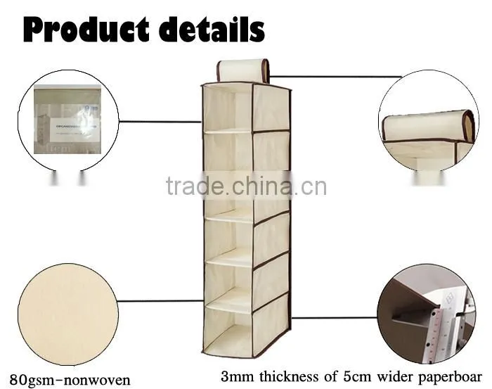 Six-Shelves Lightweight Hanging Shoe Organizer, Bedroom Foldable Hanging Shoe Clothes Storage Closet