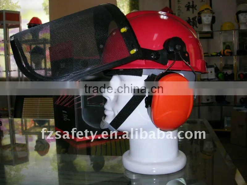 working cap with earmuffs and face shield