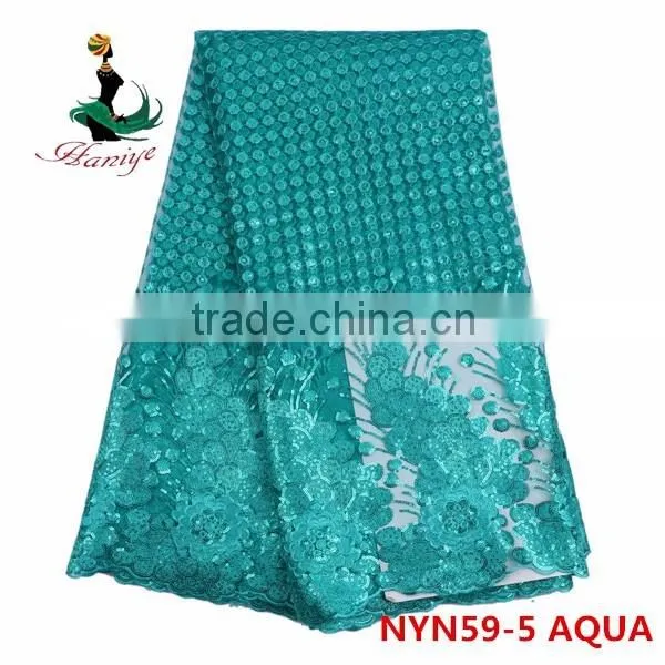 Haniye 2016 african embroidery tulle lace fabric high quality 5 yards for net dress/NYN59