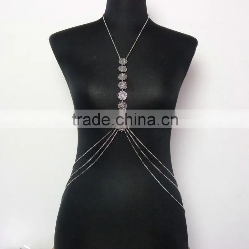 Fashion engraving flower sexy waist chain