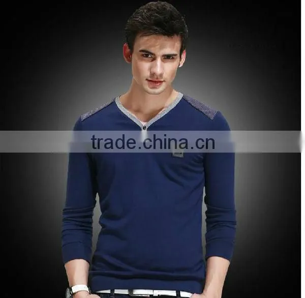 cotton transfer spring long sleeve cool men slim fit black t-shirt
