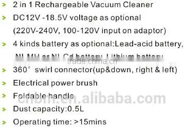 Cordless rechargeable Stick Upright Cyclonic Wet and Dry Vacuum Cleaner