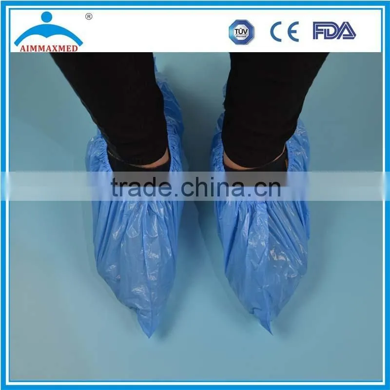 Disposable PE/CPE/PP+PE/PP/SMS/ shoe cover 15*41cm with machine made or hand made