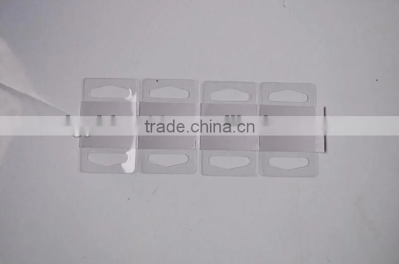Supermarket Self Adhesive Packing Plastic Delta Hole Hang Tab For Hanging Boxes