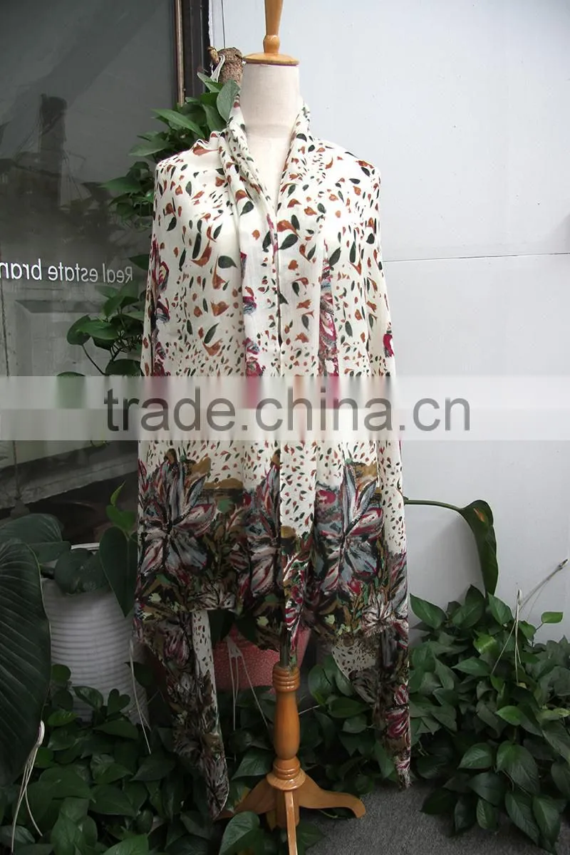 Custom Winter Pashmina Screen Printing 100% Wool Women Scarf