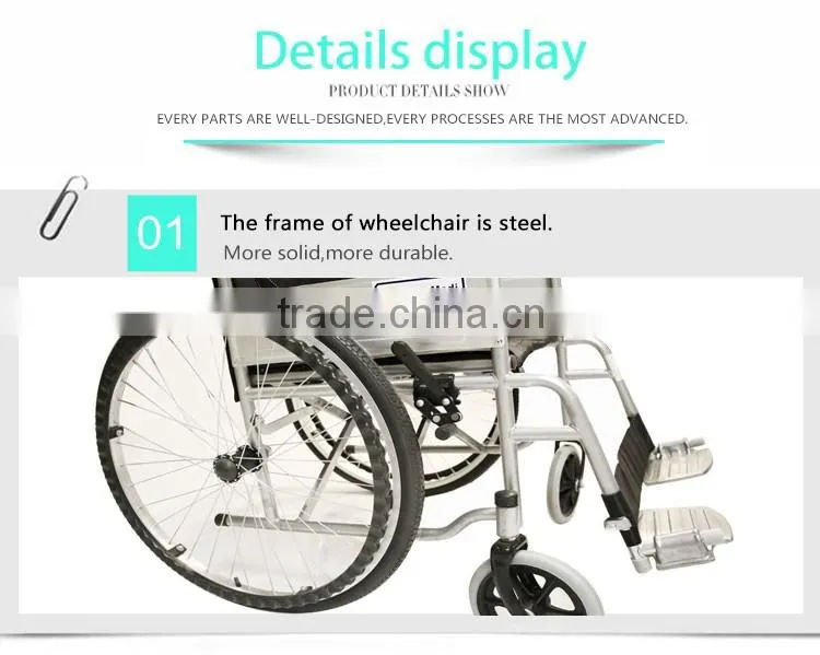 flixed double cross support steel wheelchair with footrest and armrest