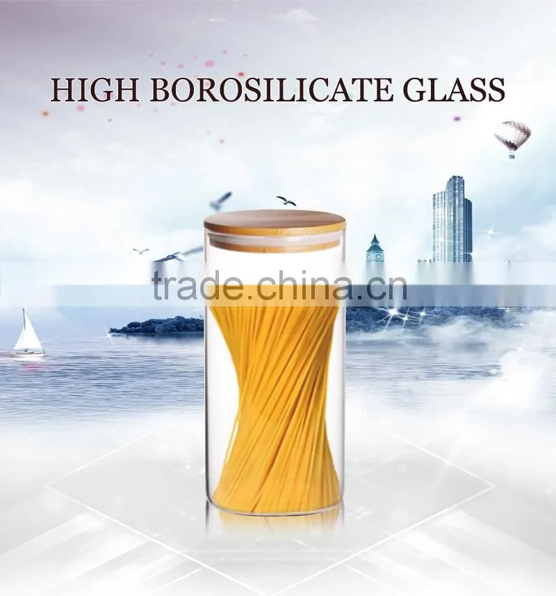 high borosilicate handmade glass mason jar handle lids for 1000ml