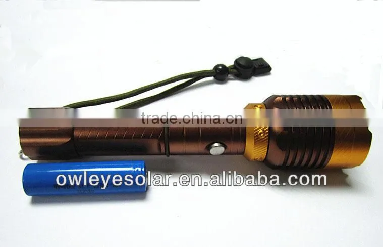 flashlight torch with 2pcs Li-ion batteries and long range