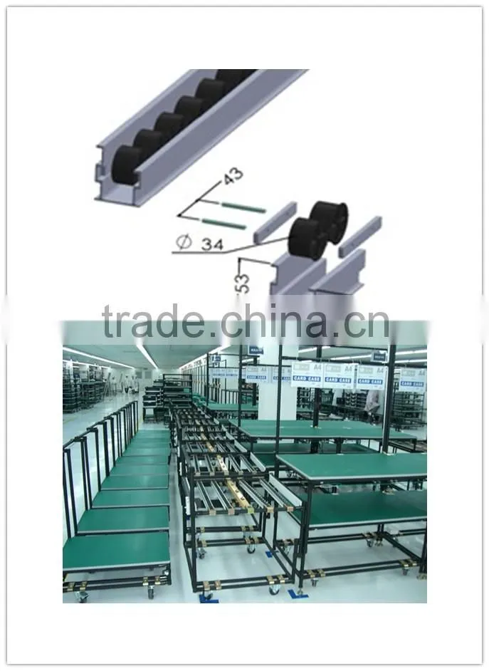 JY-2045E|Aluminium frame roller track with multi-color wheels| Portable plastic roller wheels conveyor belt
