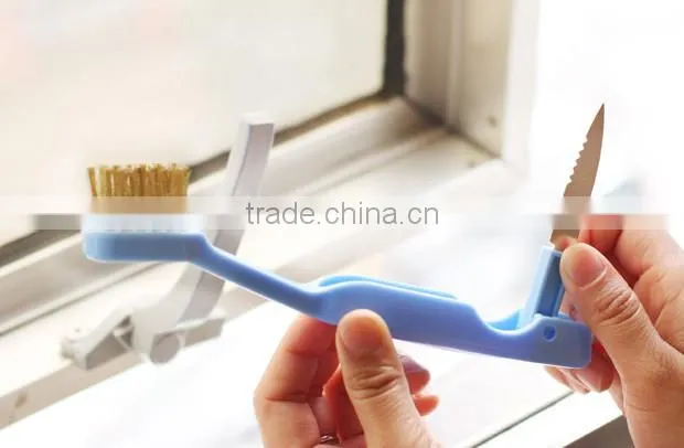 Multi purpose louver window gap groove cleaning brush blade 2 in 2