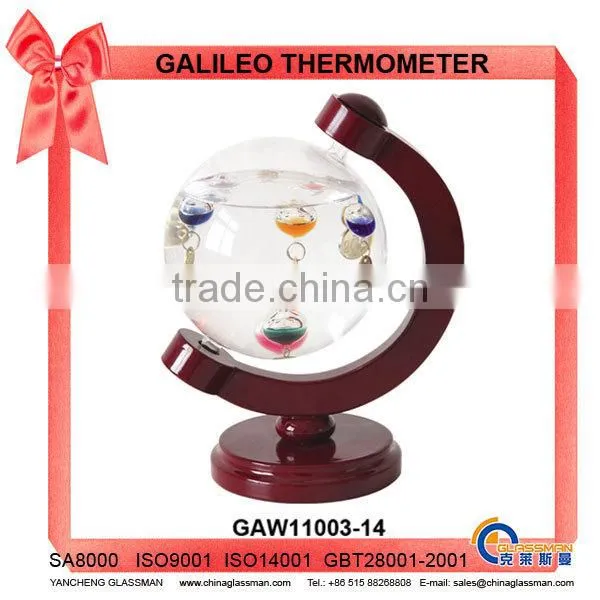 Galileo Thermometer With Wooden Frame YG734M-BK
