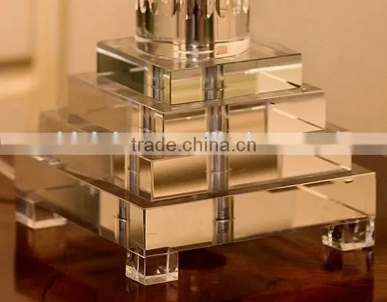 Special Rome column design clear crystal table lamp with white fabric lampshade