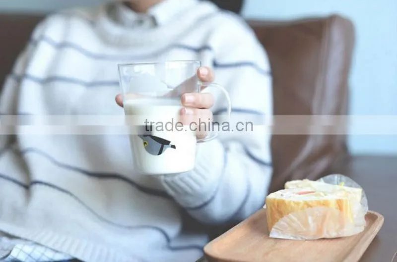 Coffee glass mug with handle tea glass mug with printing