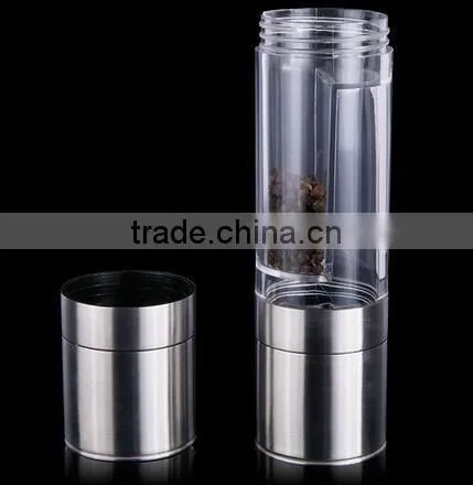CY181 Multifunctional Manual Stainless Steel Pepper Mill With Two Storage Container peper grinder