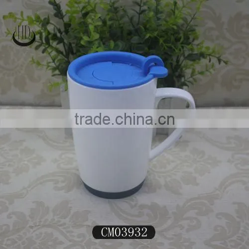 porcelain mugs and cups with lid and base,ceramic mug with silicone lid