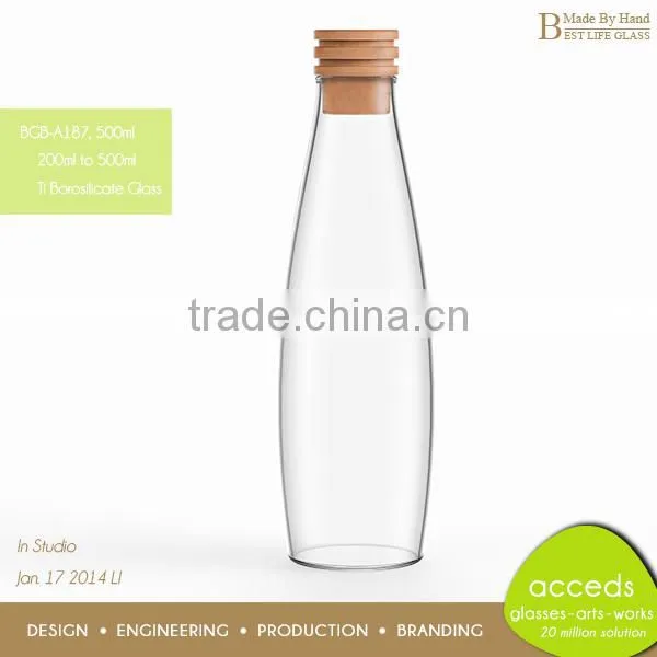 Small Handmade Heat Resistant Empty Glass Milk Bottles