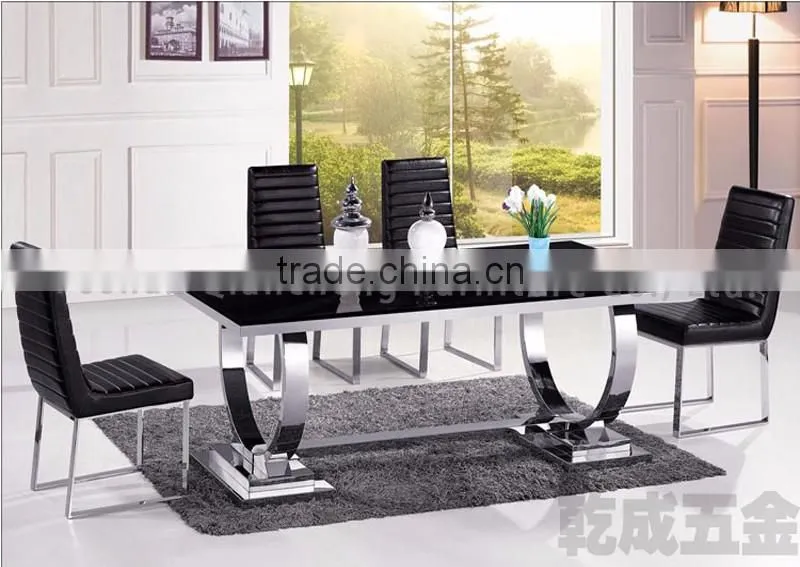 fashionable silver frame dining table with marble top