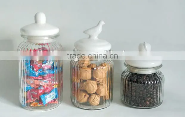home storage goods sealed glass cookie canister with dome glass lid