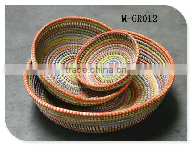 Round sea grass basket & straw basket & couch grass basket