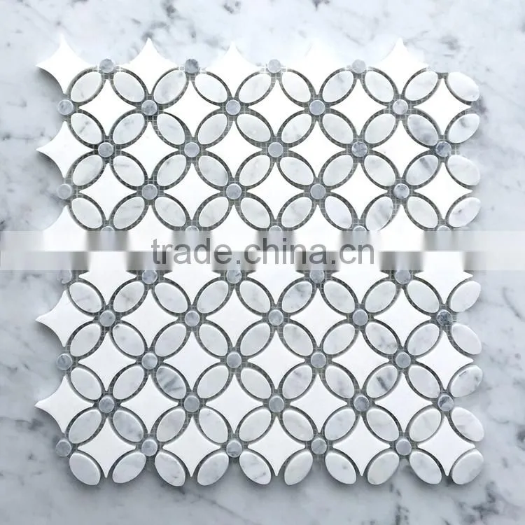 MM-CV284 cheap carrara natural stone flower white marble mosaic