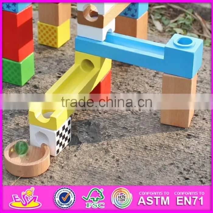 2016 new design building blocks funny children wooden marble run toys W13A126