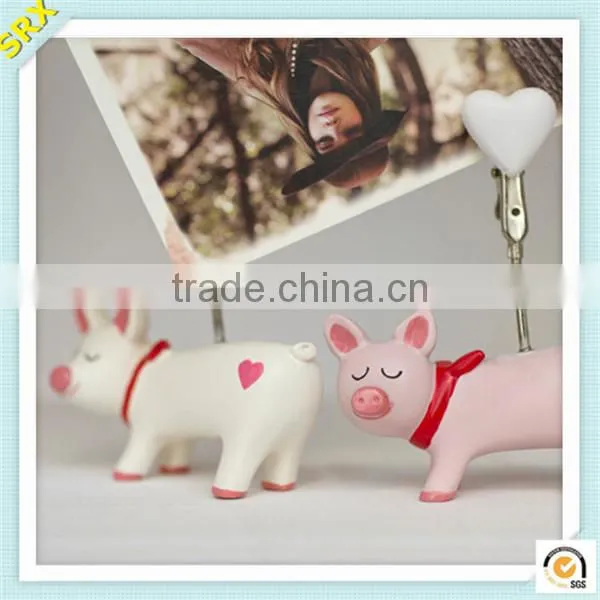 Fashion piggy heart shape memo clip holder OEM pig memo pad holder plastic clip