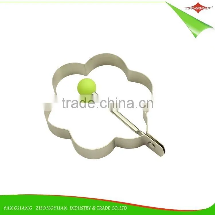 ZY-F1414 stainless steel egg ring flower shape fried egg ring with pp ball handle