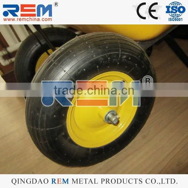 Wooden and Metal Handle Double Wheel Wheelbarrow WH9600