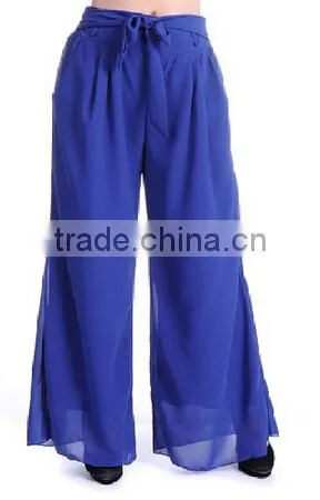 ladies pinkclubwear mid rise wide leg chevron print chiffon palazzo pants