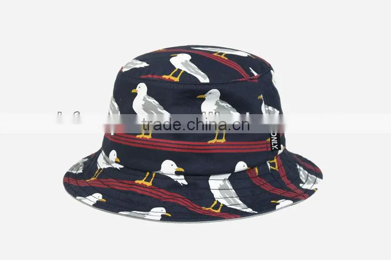 Flat Top Digital Printing Custom Bucket Cap / Bucket Cap With Woven Label
