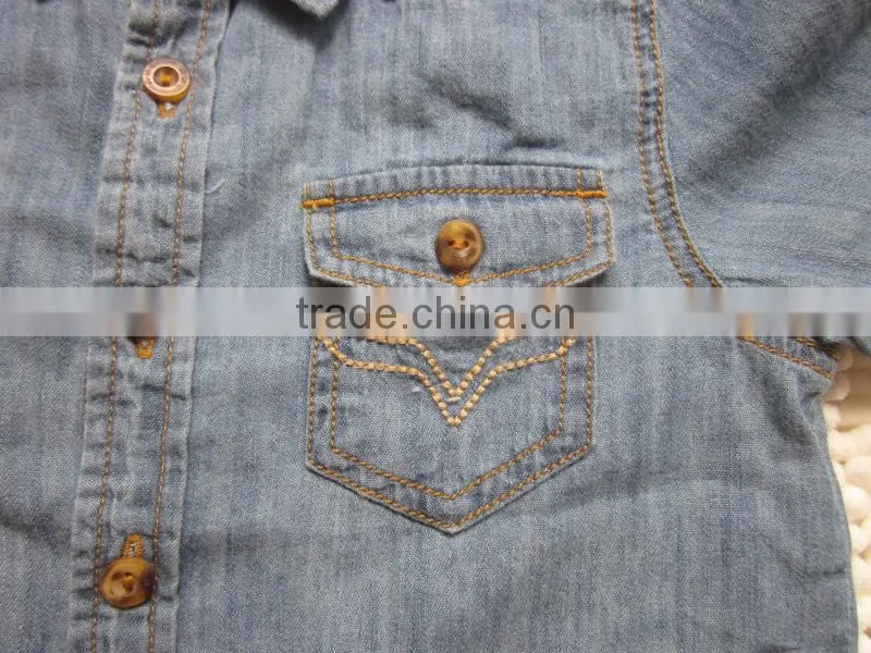Kid's new design fashion short sleeve denim shirt clothing stocklots