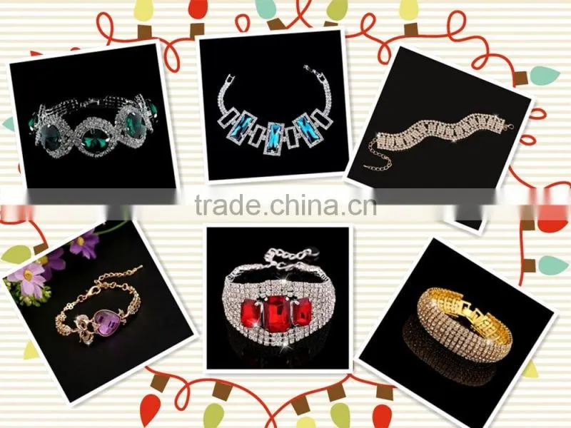 Luxury Zircon WeddingJewelry for Bride Full Cupchain Crystals Cuff Bracelet hign end bride bracelet jewelry