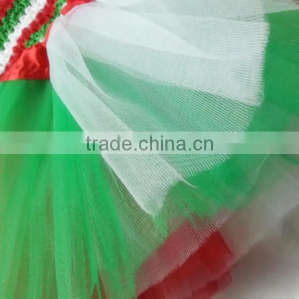 2014 New kids green with red with white chiffon fluffy tutu skirt girl tutu party dress set baby girl christmas clothes