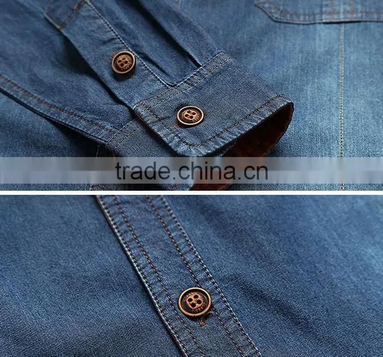 Men clothing casual mens long sleeve denim shirts jeans mens shirts