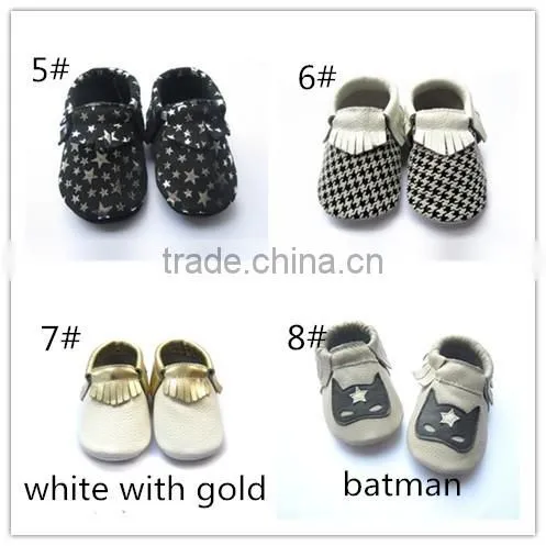 Most Hot selling baby genuine leather fringe moccasins soft leather moccs baby booties toddler shoes moccasins