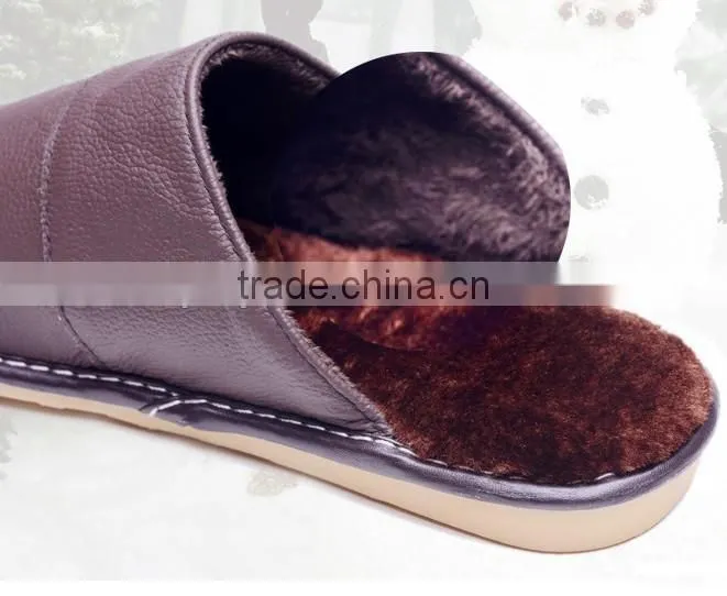 2014 new design fashionable leather indoor slipper