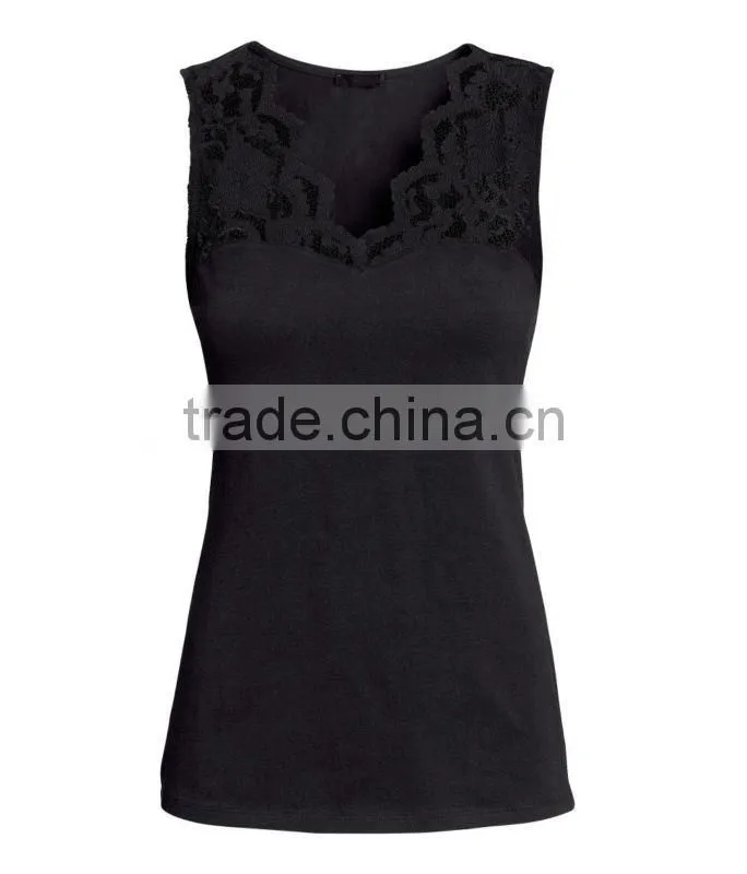 Jersey Tank Top with Lace
